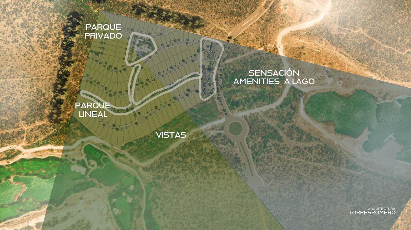 Vista aérea del lago de Town Center, Zibatá