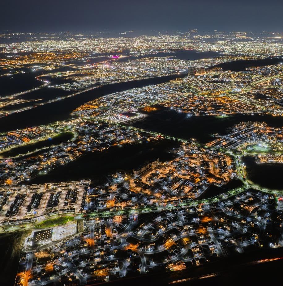 Vista aérea nocturna de Zibatá