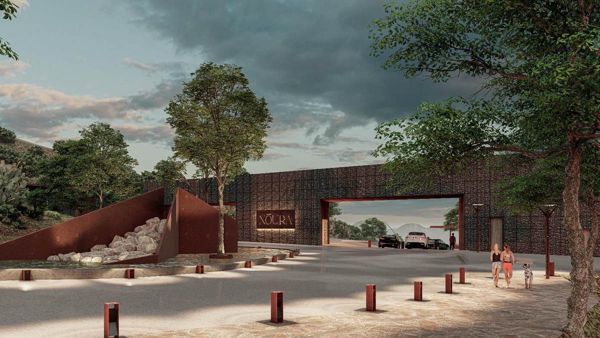 Acceso de NÓURA al atardecer, andadores y vegetación nativa de Zibatá